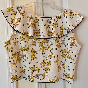 ZARA Basic Floral Crop top with ruffle detail - L